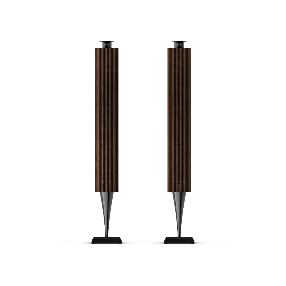 BANG & OLUFSEN BeoLab 18 Anthracite juoda su tamsaus ąžuolo medine apdaila